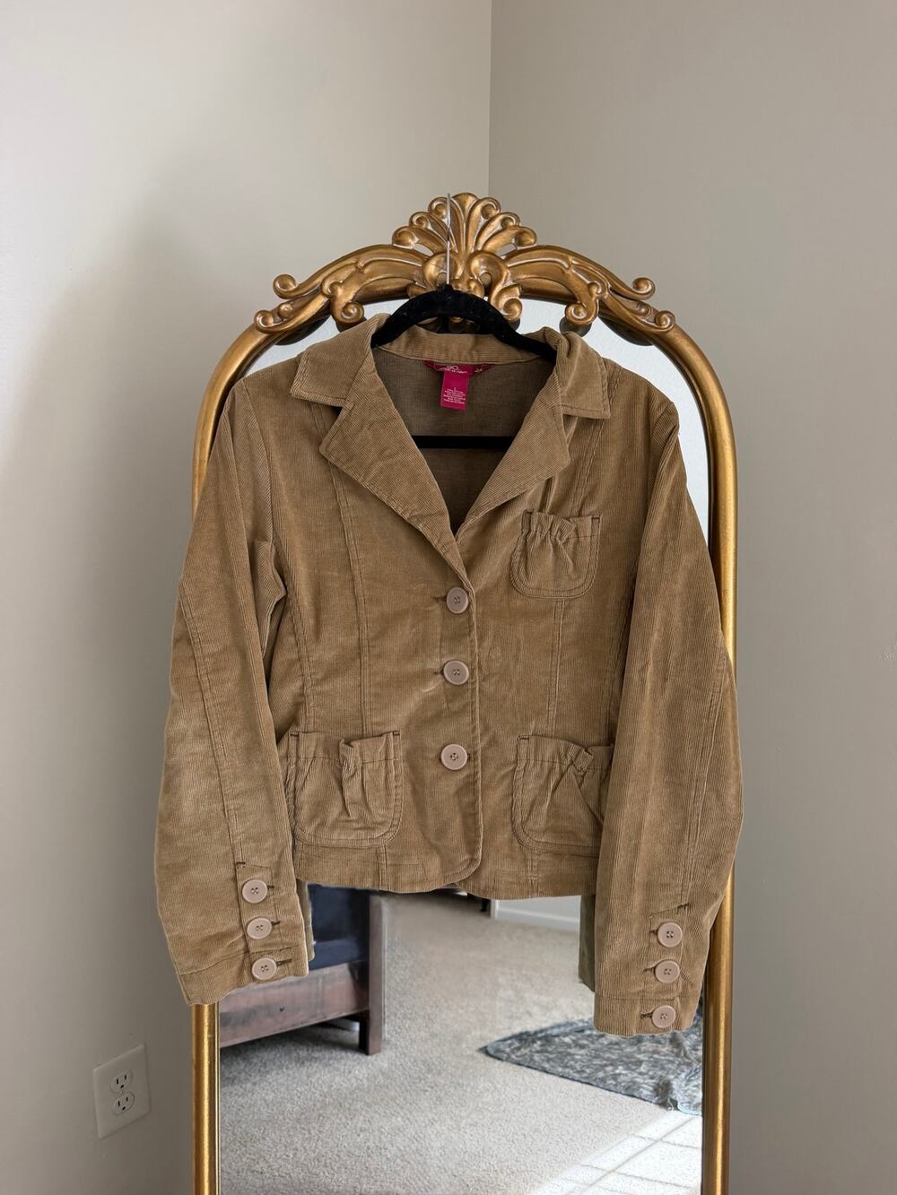 Vintage Y2K 90s SO Corduroy Tan Jacket Blazer